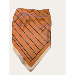 Vintage Equestrian Print Scarf Orange & Beige